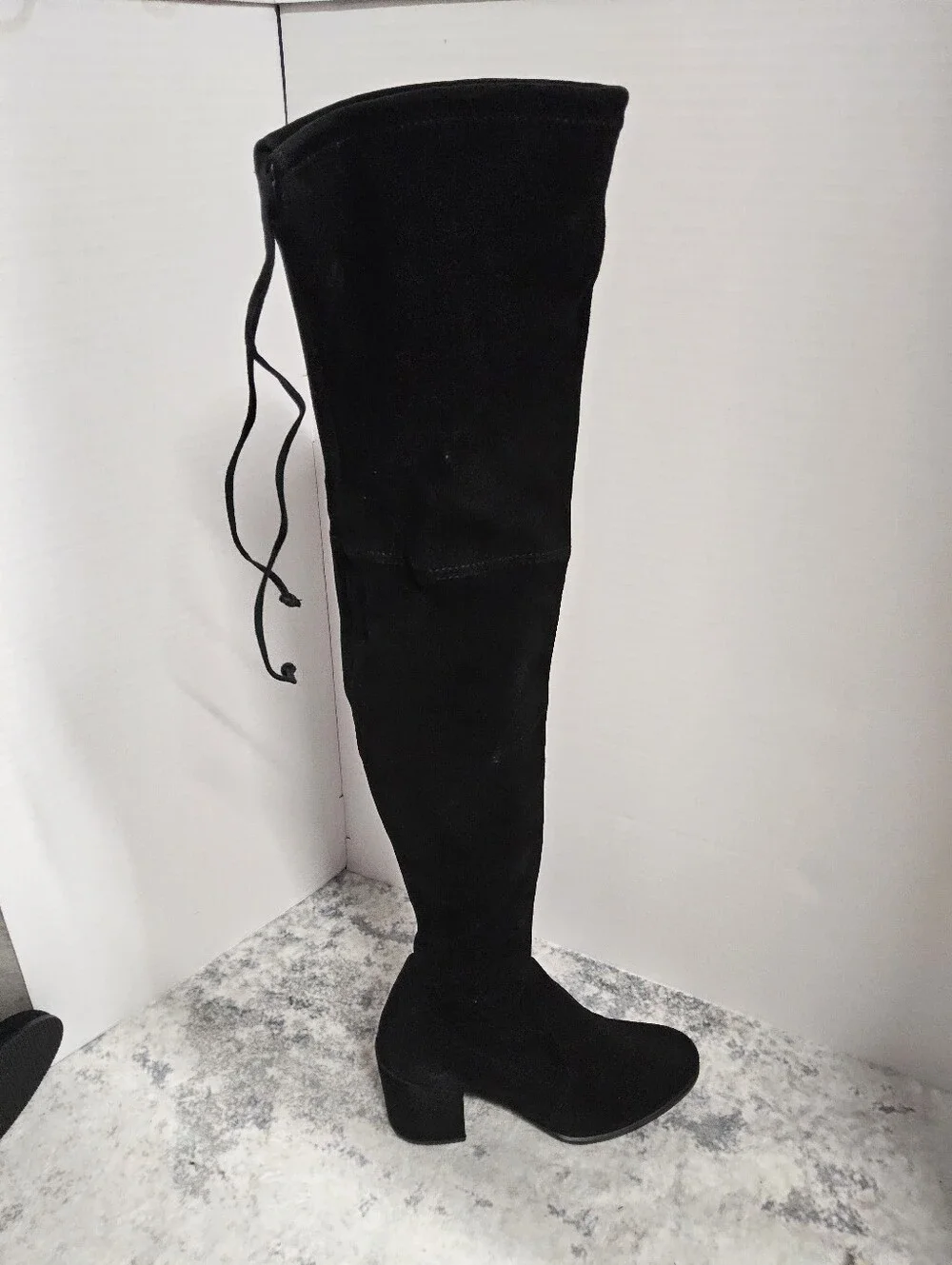 Customer Return Size 7 Stuart Weitzman Black Over-the-Knee Heeled Boots